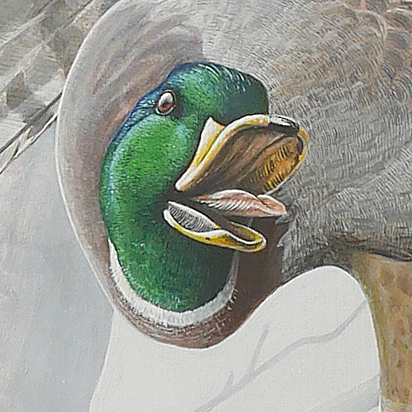 Havik met woerd, detail schilderij Jeroen Verhoeff